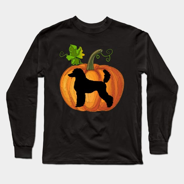 Poodle in pumpkin Long Sleeve T-Shirt by Flavie Kertzmann